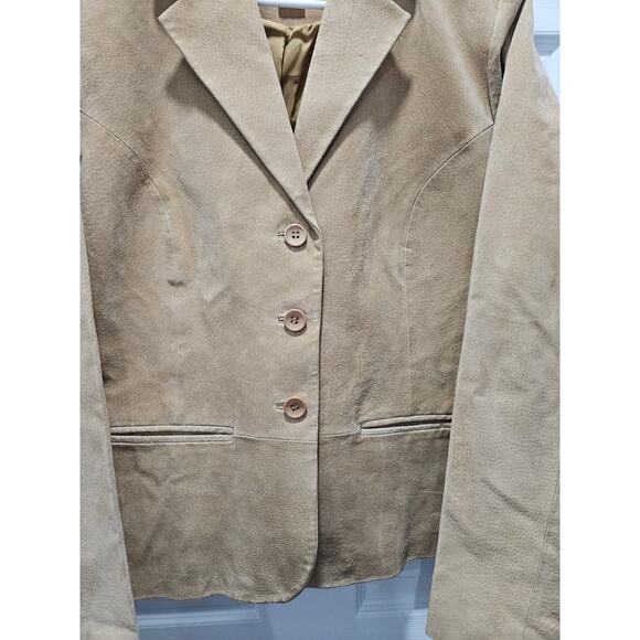 Vintage Bagatelle Leather Blazer Jacket Womens size 16 Brown Suede Neutral Tan - Picture 3 of 8